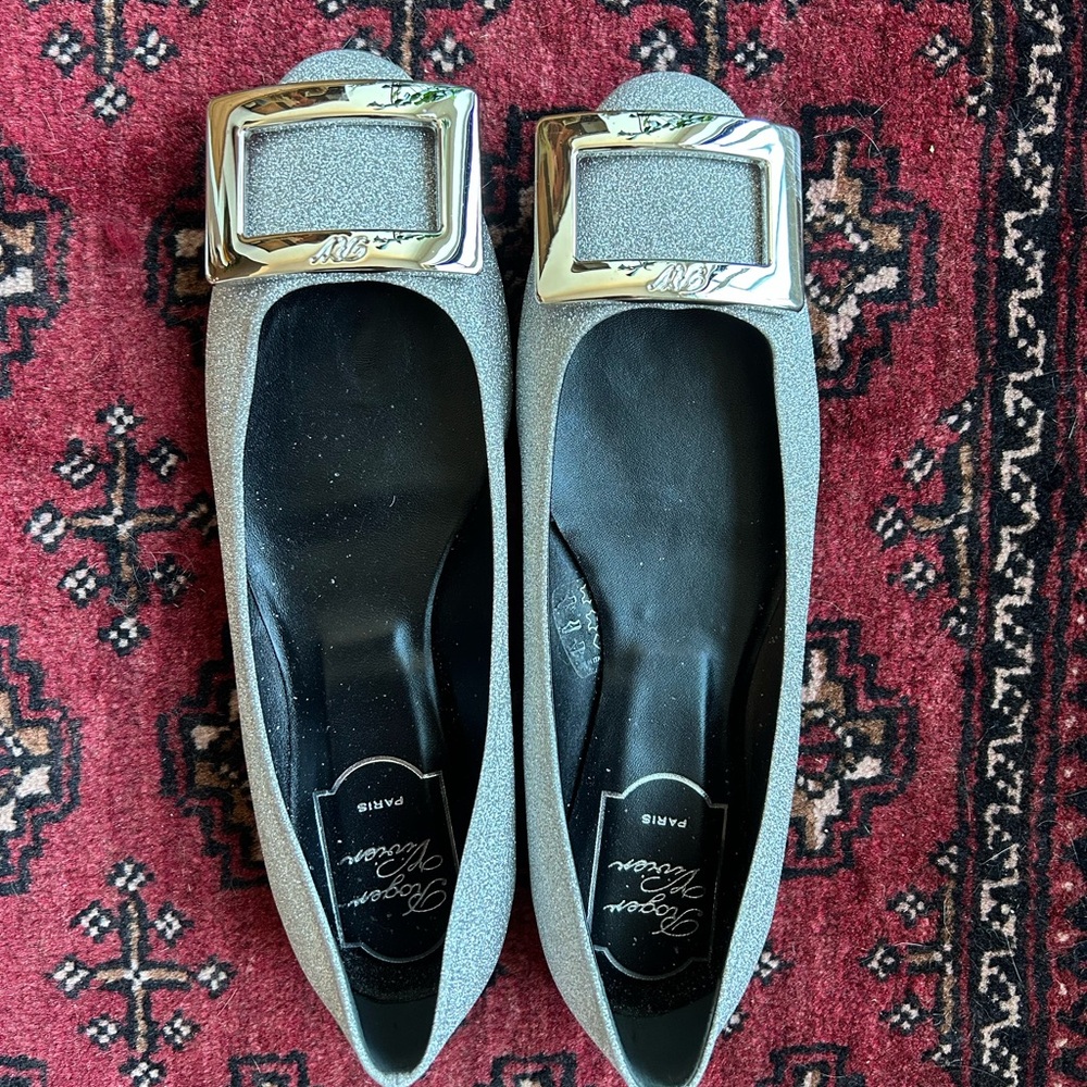 Roger Vivier | Silver sparkle ballerina flat